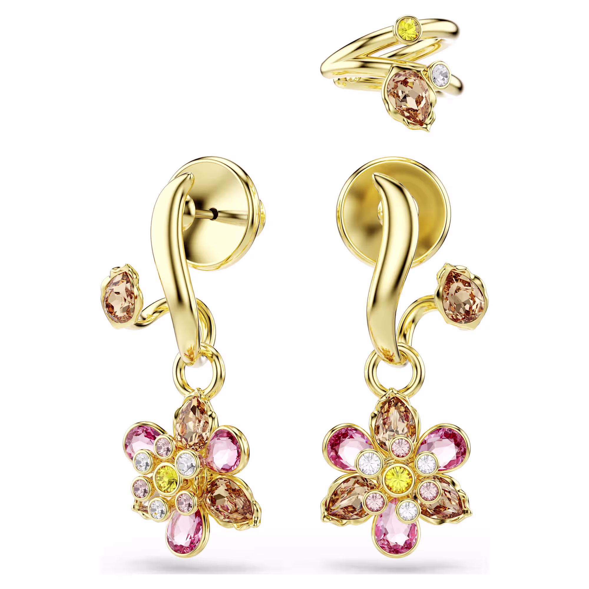 idyllia-earrings--set-(3)--mixed-cuts--flower--multicolored--gold-tone-plated-swarovski-5732386 (1)