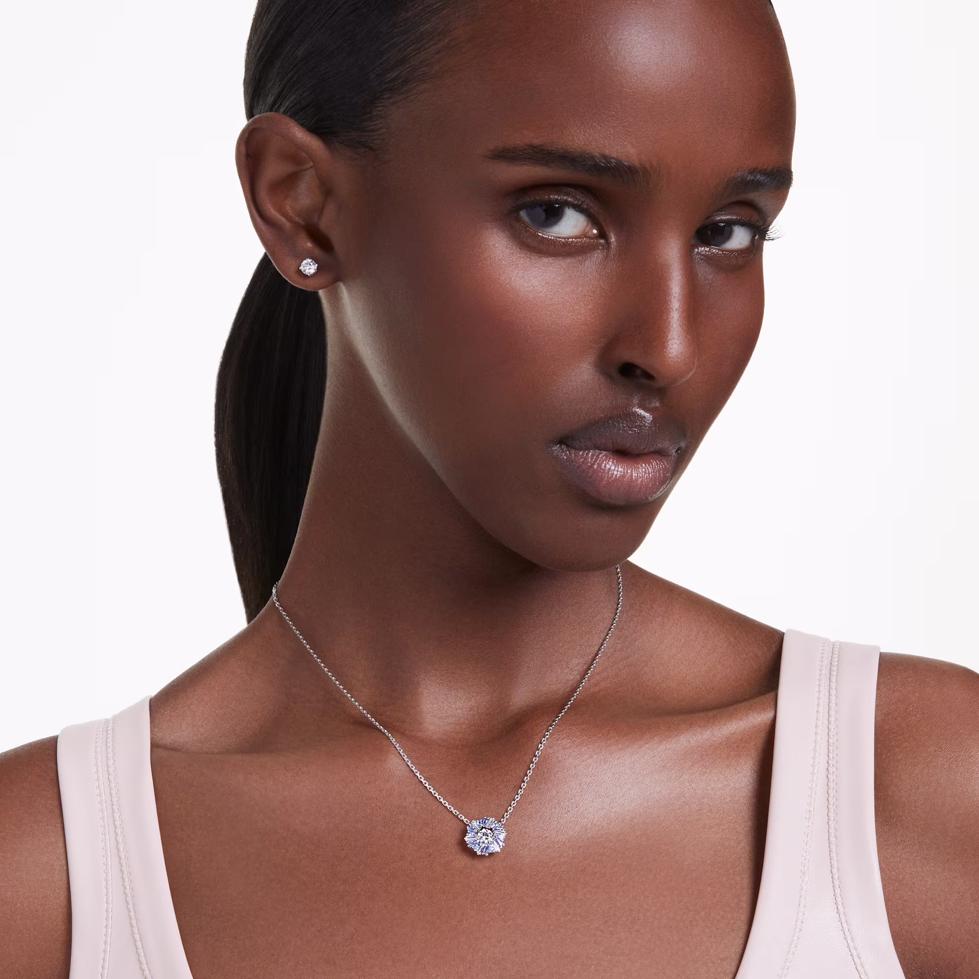 idyllia-set--mixed-cuts--flower--blue--rhodium-plated-swarovski-5685437