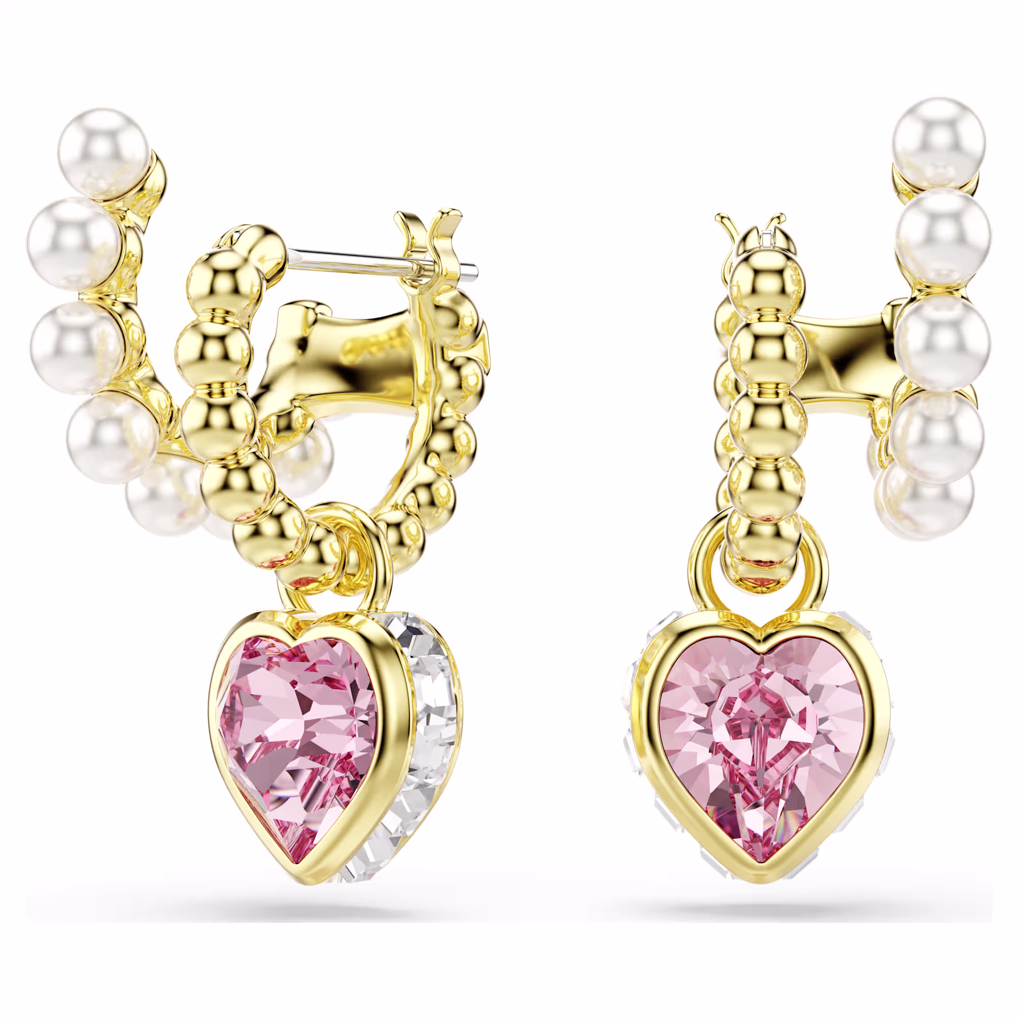 imber-hoop-earrings--crystal-pearl--heart-cut--heart--pink--gold-tone-plated-swarovski-5711345