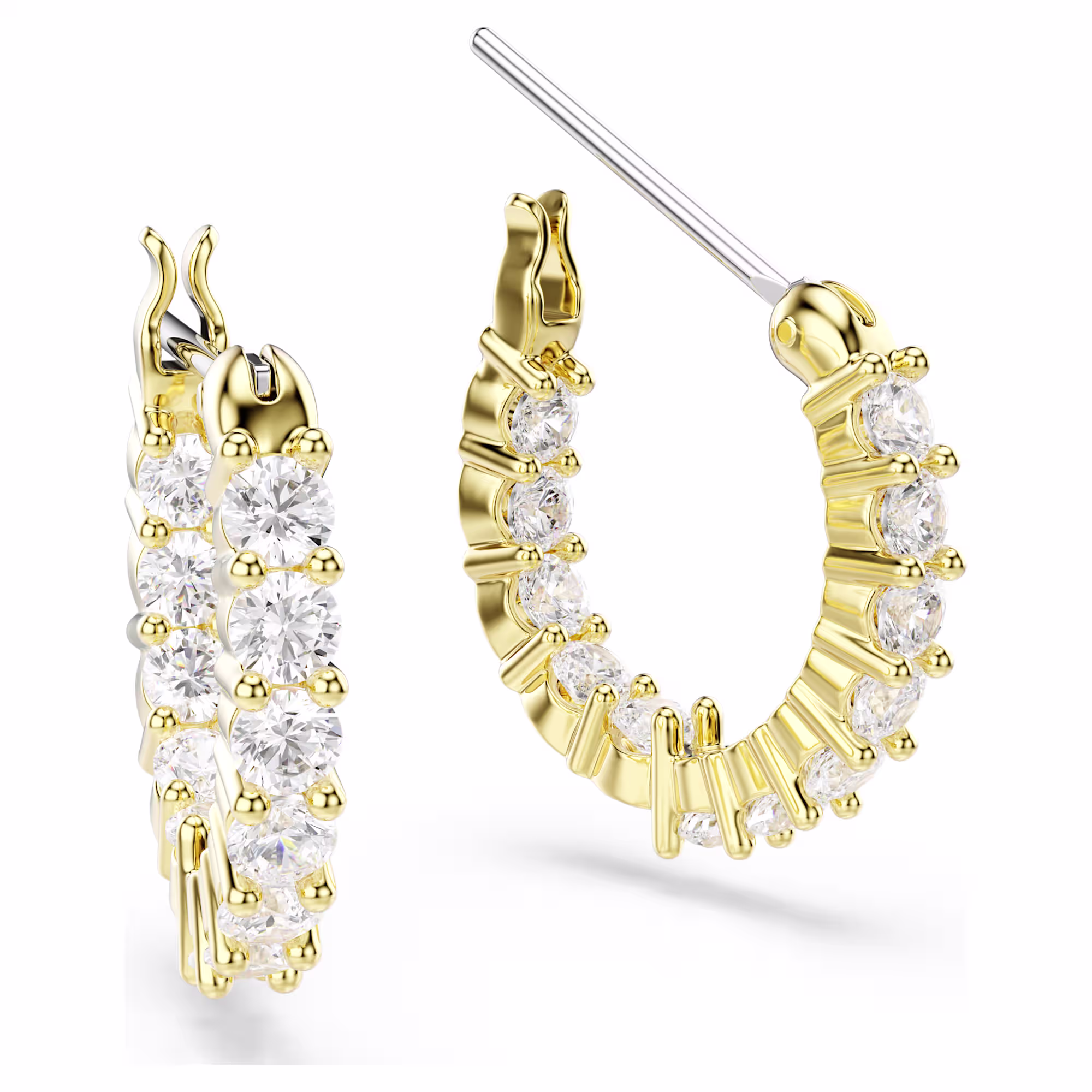 matrix-vittore-hoop-earrings--round-cut--white--gold-tone-plated-swarovski-5733398 (3)