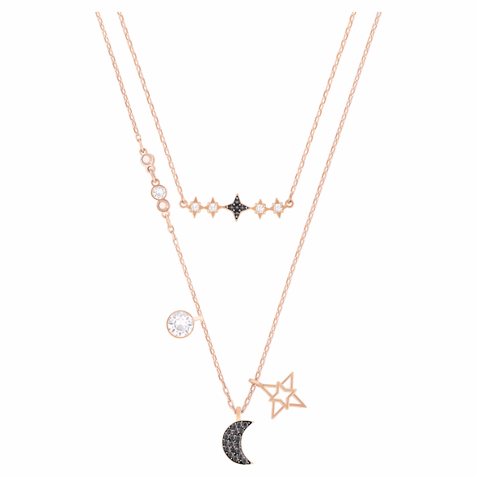 symbolica-necklace--set-(2)--moon-and-star--black--rose-gold-tone-plated-swarovski-5273290
